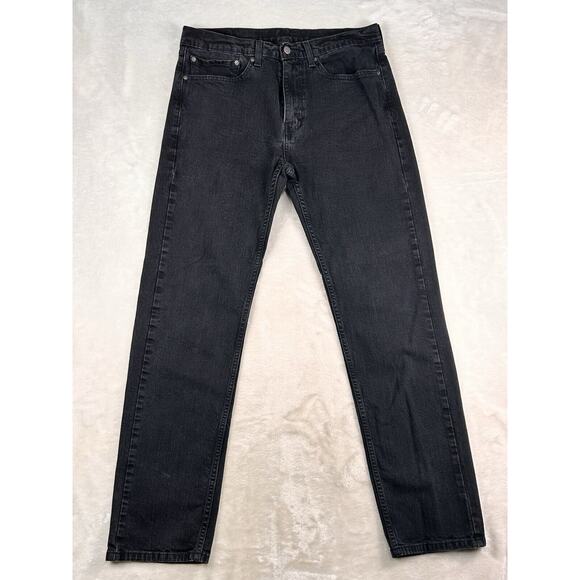 Levi's 505 Mens Black Dark Wash 5 Pocket Denim Straight Leg Jeans Size 34X34 - Picture 1 of 7